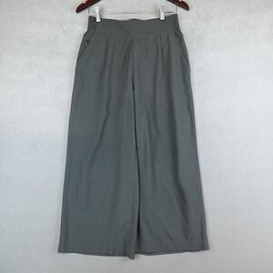 Quince Pants Women Size Medium Wide Leg Gray Green Pockets Pull On